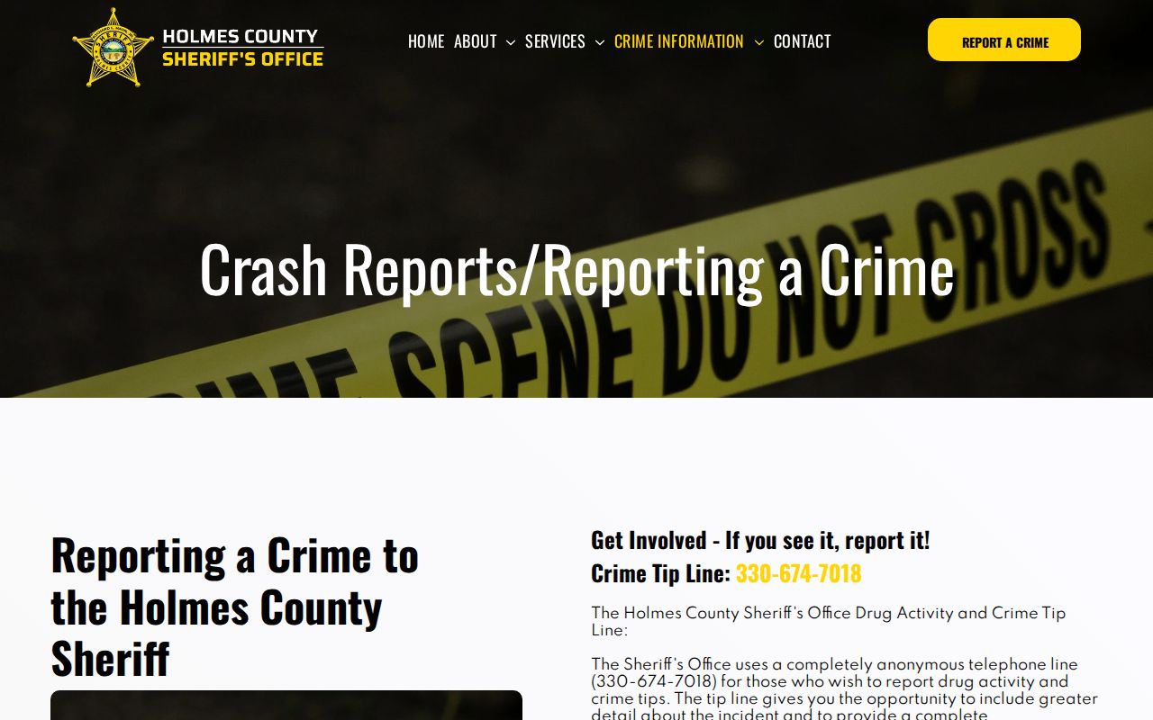 Holmes County Sheriff report a crime and tip page